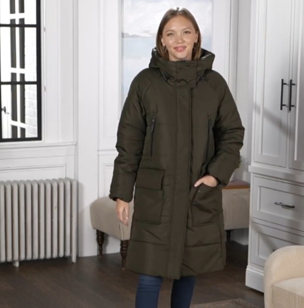 SUSAN GRAVER WATER RESISTANT QUILTED Olive Green Women's Puffer Coat 1X